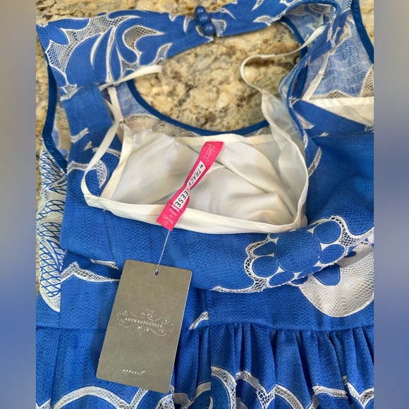 Tracey Reese by Anthropologie blue white eyelet dress sleeveless NWT sz 12 - Picture 15 of 17
